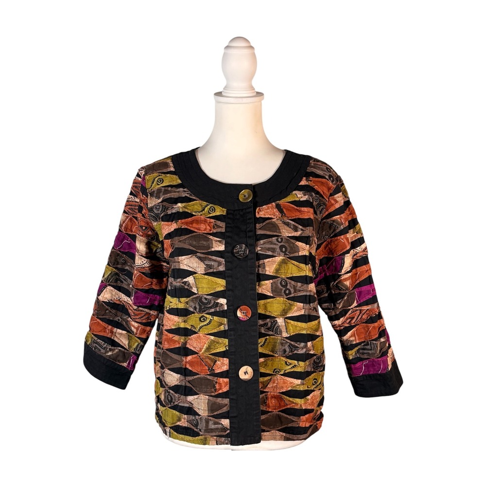 Vintage 90s Boho Artist Jacket M Med Quirky Retro Chic Maximalist Folk Dark Mor